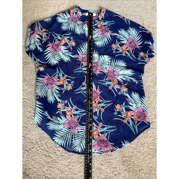 Pia Rossini Women's Floral Tunic Cover Up Size S/M Short Dolman Sleeve Chiffon - Picture 9 of 11